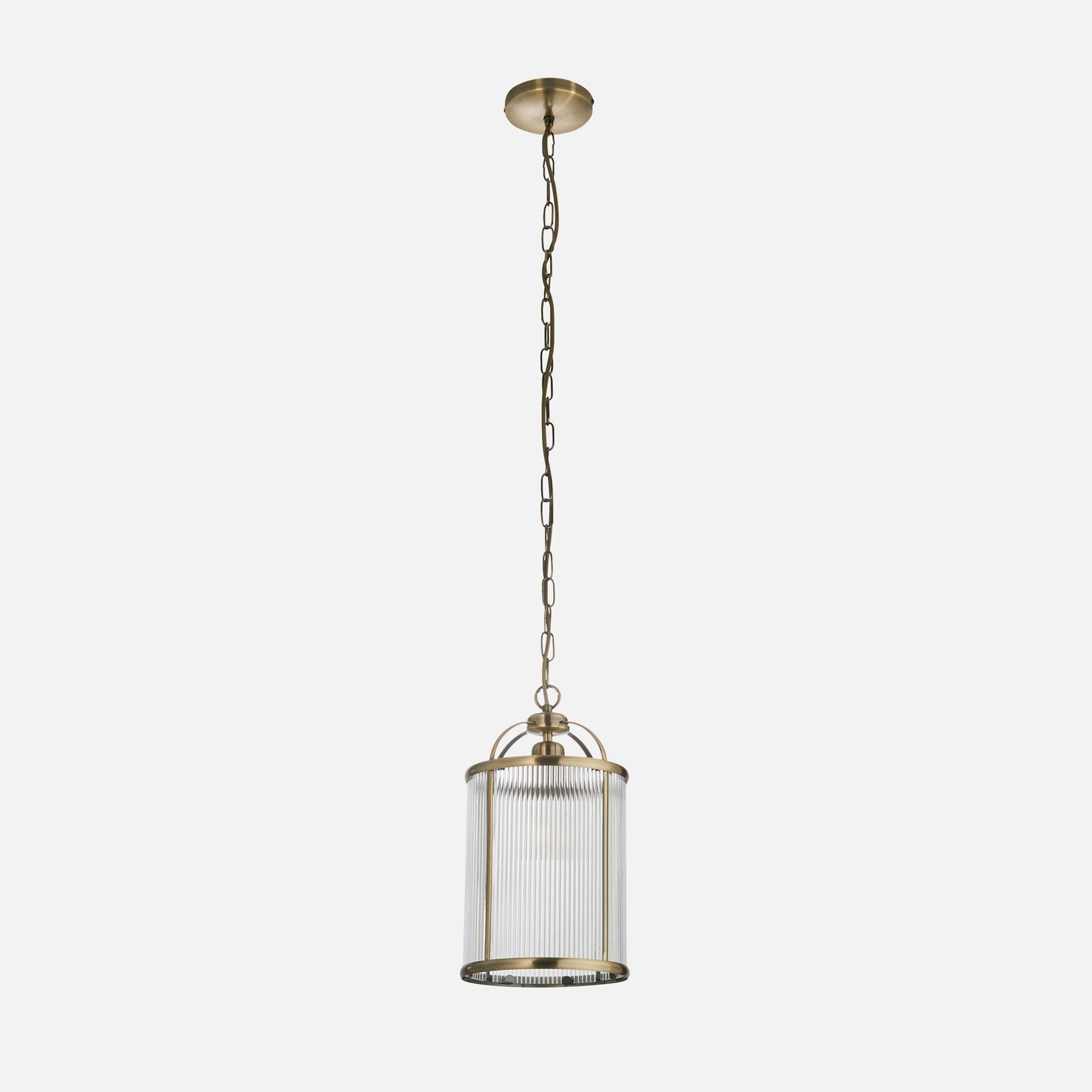Ribelle | Hanglamp van gestreept glas en antiek messing