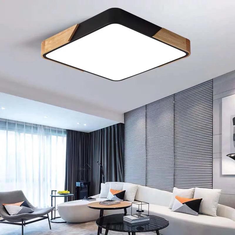 Coloria | Moderne LED-plafondlamp met houten afwerking & afstandsbediening