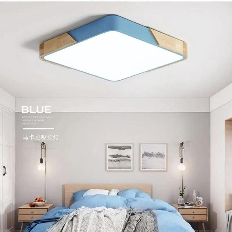 Coloria | Moderne LED-plafondlamp met houten afwerking & afstandsbediening