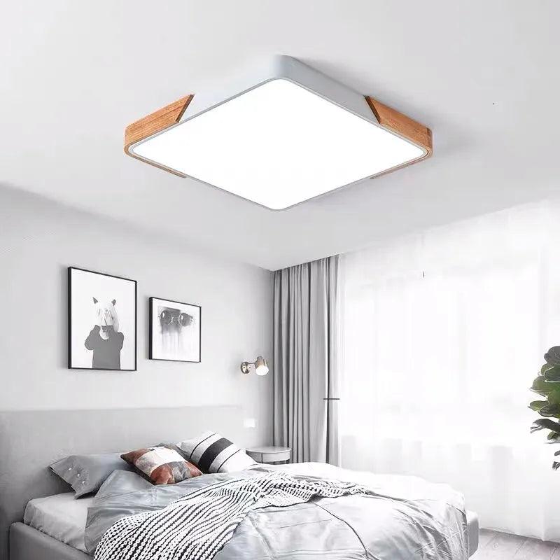 Coloria | Moderne LED-plafondlamp met houten afwerking & afstandsbediening