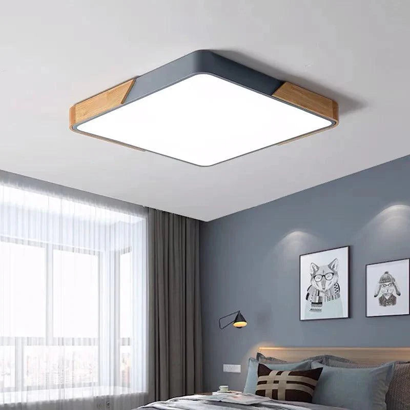 Coloria | Moderne LED-plafondlamp met houten afwerking & afstandsbediening