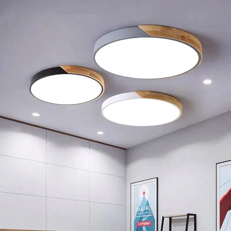 Coloria | Moderne LED-plafondlamp met houten afwerking & afstandsbediening