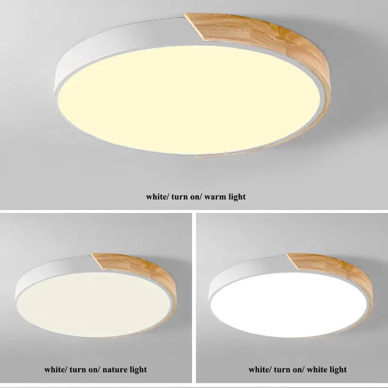 Coloria | Moderne LED-plafondlamp met houten afwerking & afstandsbediening