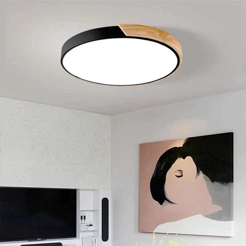 Coloria | Moderne LED-plafondlamp met houten afwerking & afstandsbediening