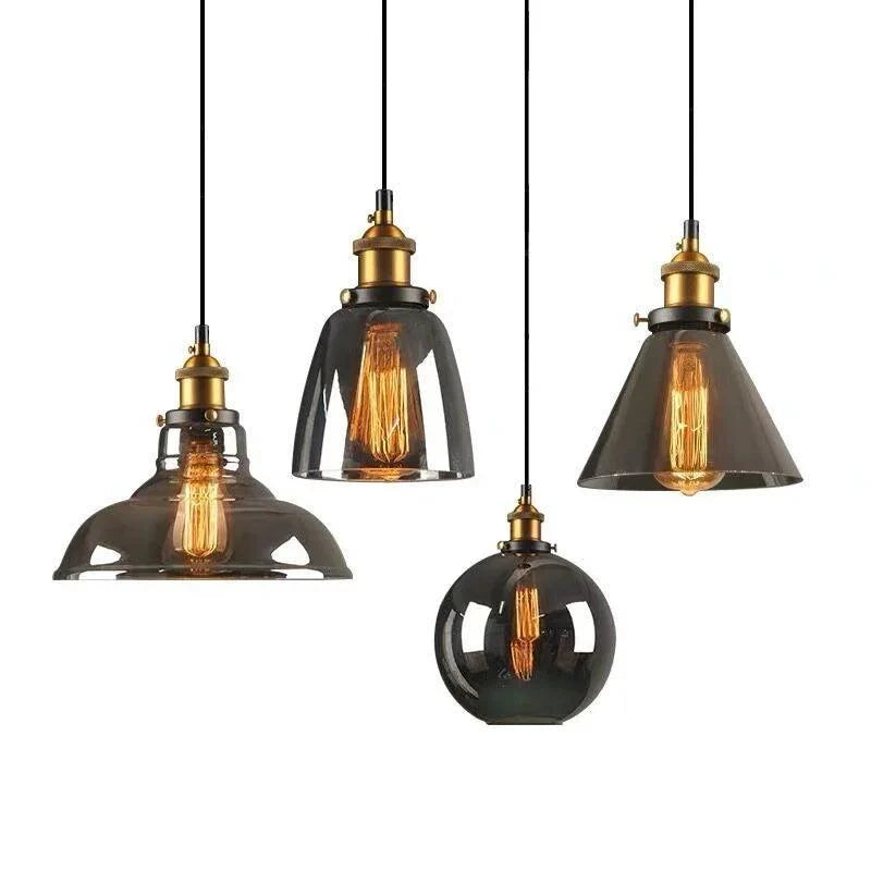 Vitralea | Suspension Vintage en Verre Pierre et Finition Fer