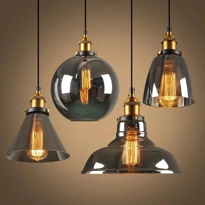 Vitralea | Suspension Vintage en Verre Pierre et Finition Fer