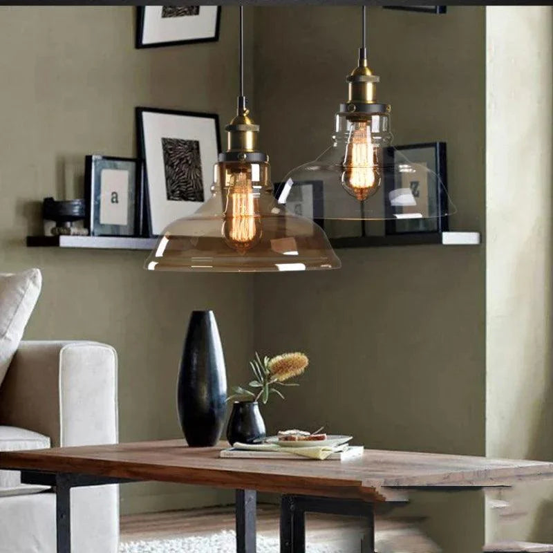 Vitralea | Suspension Vintage en Verre Pierre et Finition Fer