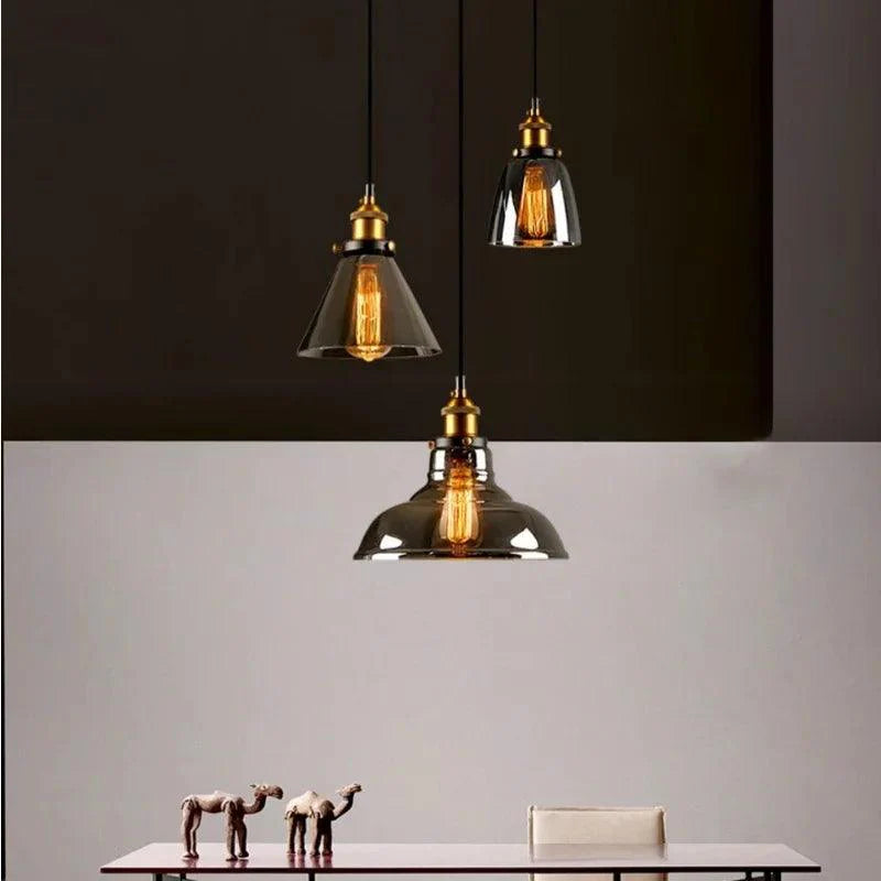 Vitralea | Suspension Vintage en Verre Pierre et Finition Fer