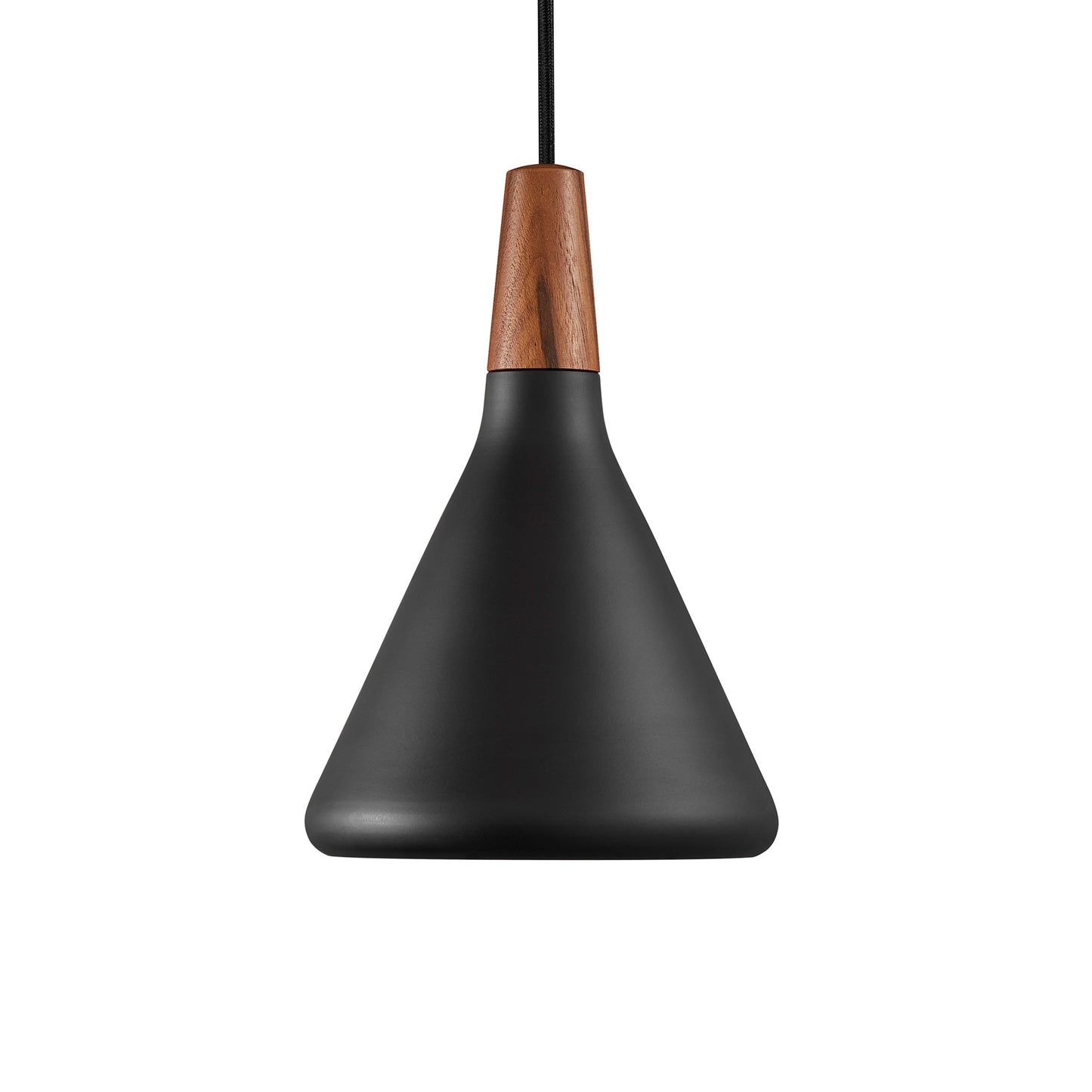 Waldray | Conische metalen hanglamp en geoliede walnoot