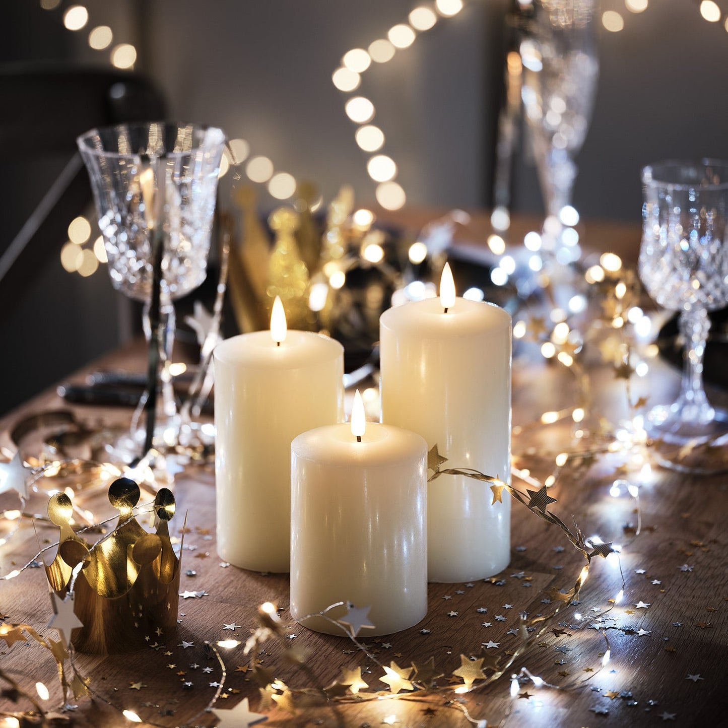 TruFlame - Set van 3 LED zuilkaarsen met realistische vlam