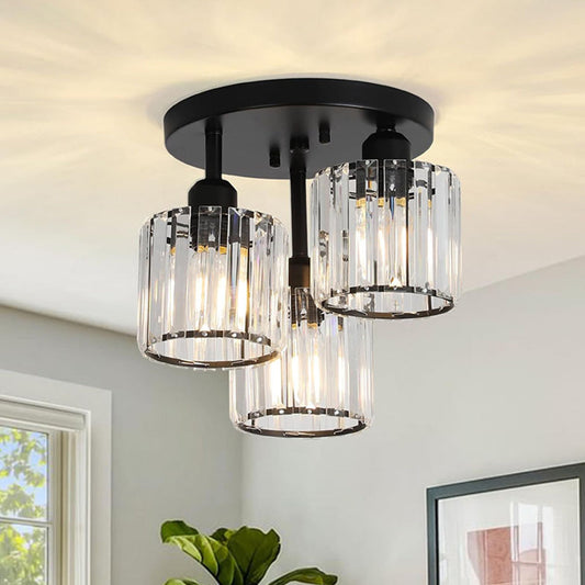 Clairvia | Moderne half-inbouw plafondlamp van glas en metaal