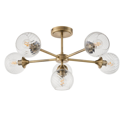 TwistLume | Semi-inbouwplafondlamp met 6 lampen en gedraaid glas