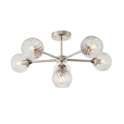 TwistLume | Semi-inbouwplafondlamp met 6 lampen en gedraaid glas
