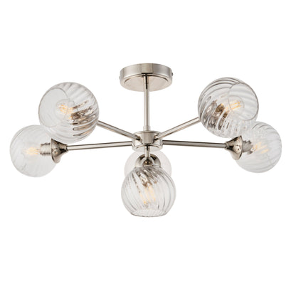 TwistLume | Semi-inbouwplafondlamp met 6 lampen en gedraaid glas