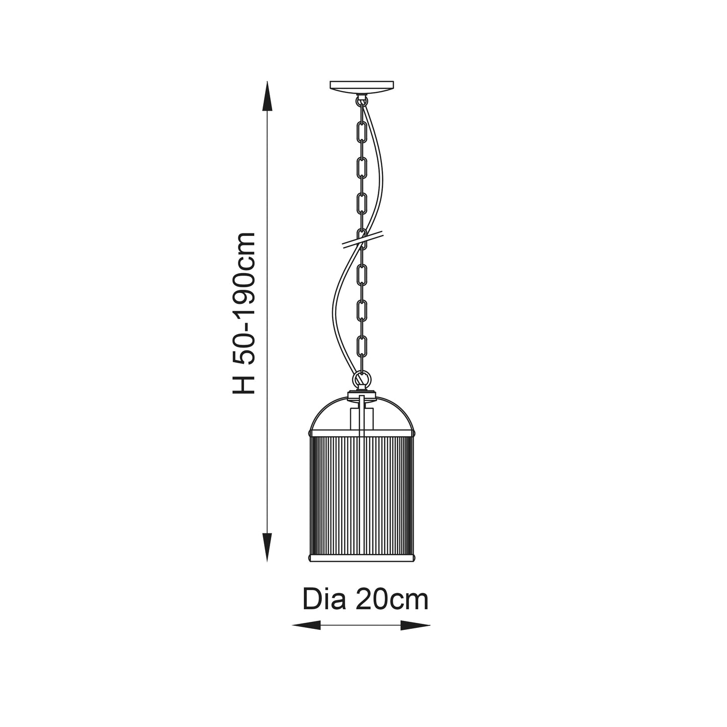 Ribelle | Hanglamp van gestreept glas en antiek messing