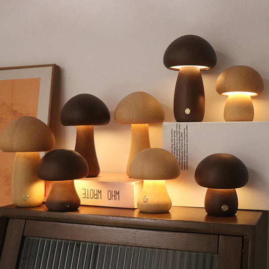 Mycolight – Oplaadbare Houten Paddestoel Tafellamp