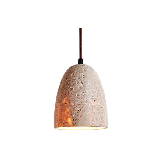 TerraLume | Handgemaakte hanglamp van travertijn en hout