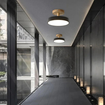 Lumiro | Ronde LED-plafondlamp van hout en metaal