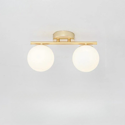 WhiteAura | LED-plafondlamp in wit glas en gouden details