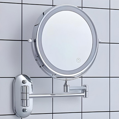 RefletAurora – Oplaadbare LED Vergrotende Spiegel Zilver Chroom