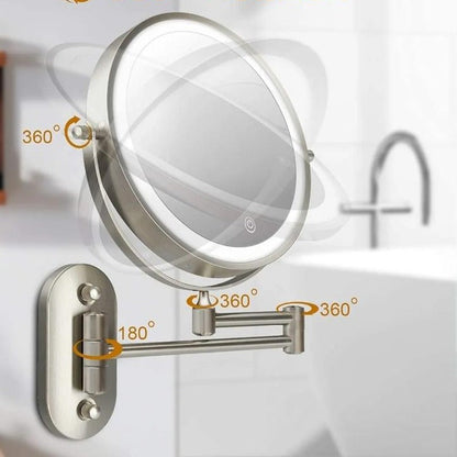 RefletAurora – Oplaadbare LED Vergrotende Spiegel Zilver Chroom