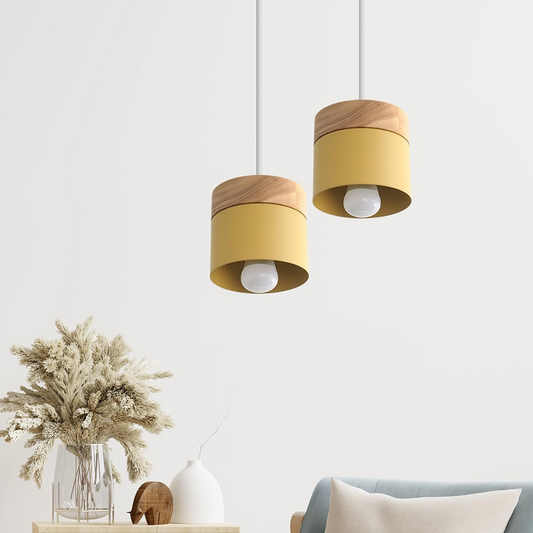 Nordiklo | Cilindrische Houten en Metalen Hanglamp