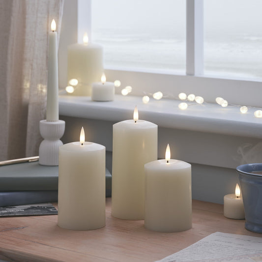 TruFlame - Set van 3 LED zuilkaarsen met realistische vlam