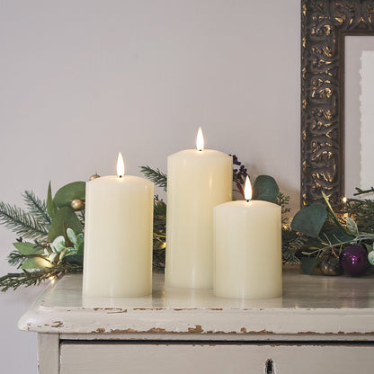 TruFlame - Set van 3 LED zuilkaarsen met realistische vlam