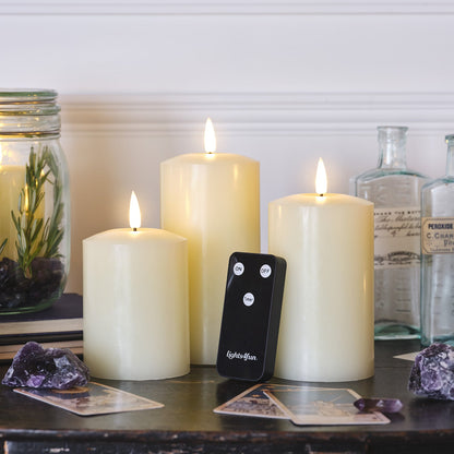 TruFlame - Set van 3 LED zuilkaarsen met realistische vlam
