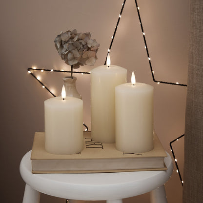 TruFlame - Set van 3 LED zuilkaarsen met realistische vlam