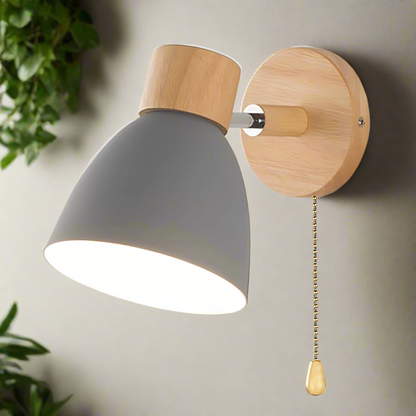 Jandiel – Wandlamp Hangend met Schakelaar van Hout en Metaal
