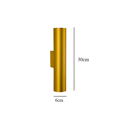 GeminiGlow – Gouden wandlamp met cilindrisch ontwerp LED