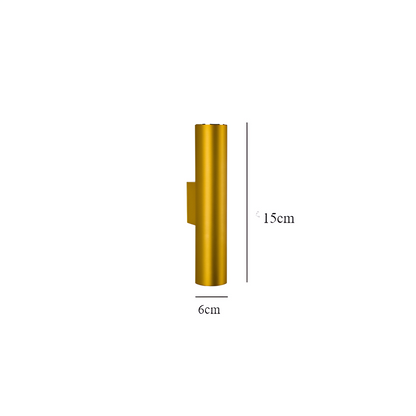 GeminiGlow – Gouden wandlamp met cilindrisch ontwerp LED