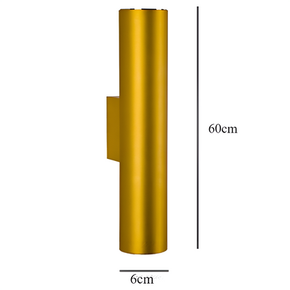 GeminiGlow – Gouden wandlamp met cilindrisch ontwerp LED