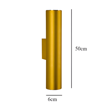 GeminiGlow – Gouden wandlamp met cilindrisch ontwerp LED