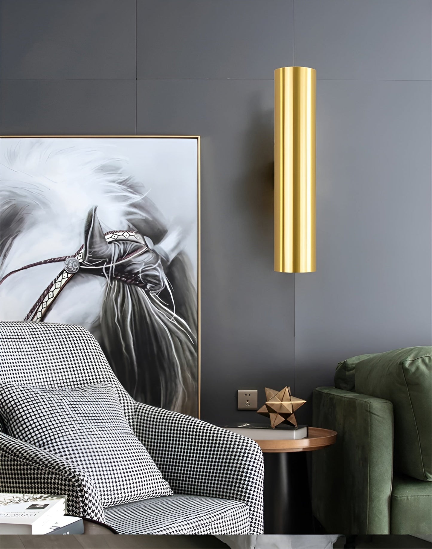 GeminiGlow – Gouden wandlamp met cilindrisch ontwerp LED