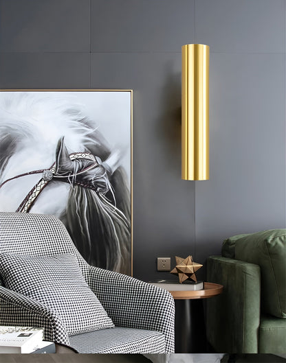 GeminiGlow – Gouden wandlamp met cilindrisch ontwerp LED