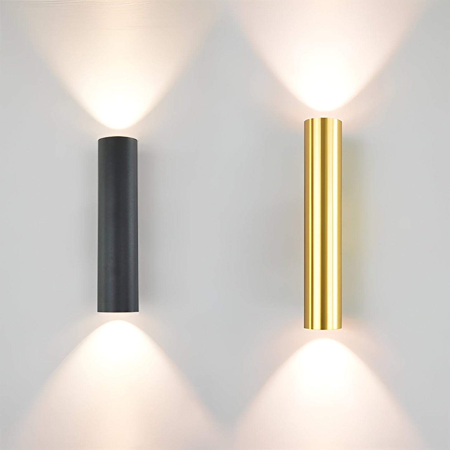 GeminiGlow – Gouden wandlamp met cilindrisch ontwerp LED