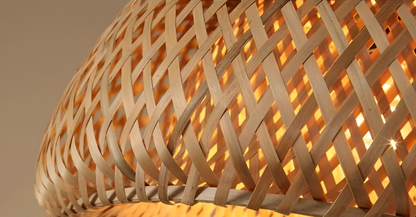 Dômea | Handgevlochten rotan en bamboe hanglamp Dôme
