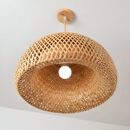 Dômea | Handgevlochten rotan en bamboe hanglamp Dôme