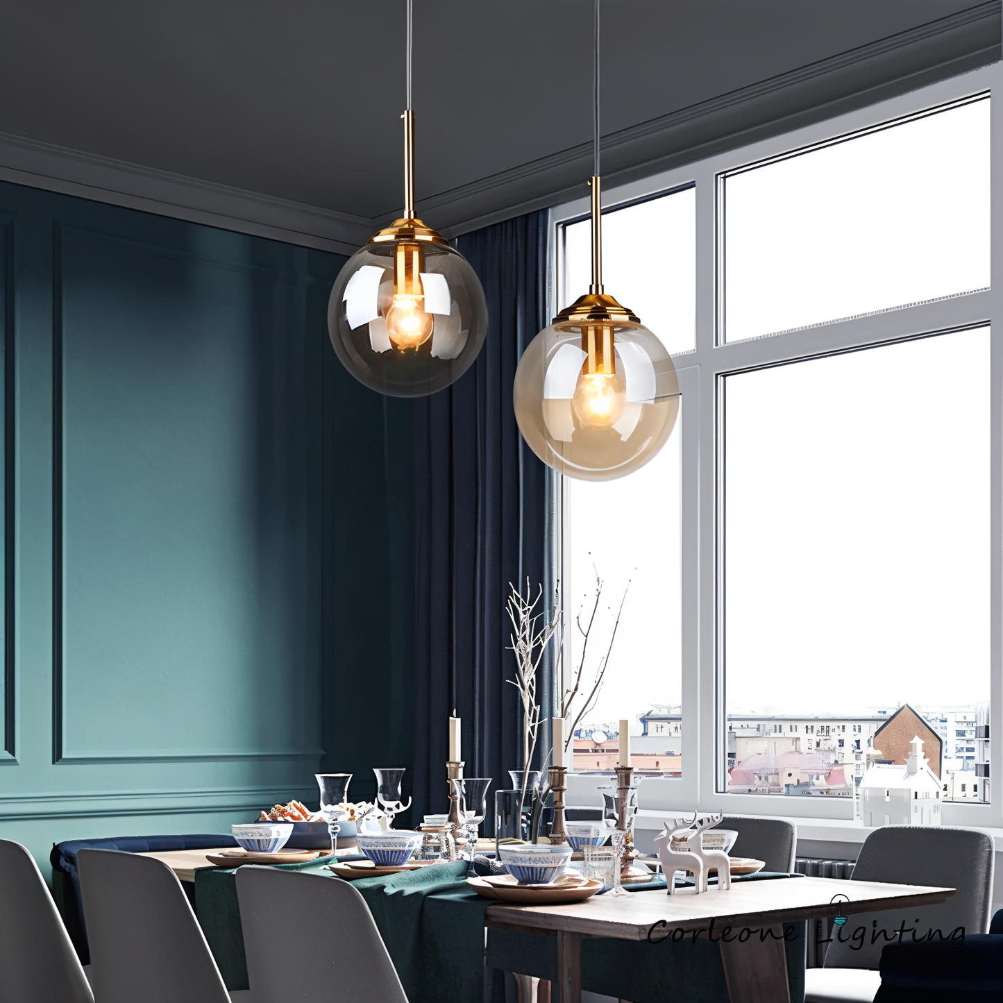 Skymora | Noordse glazen steen ophanging – E14 fitting