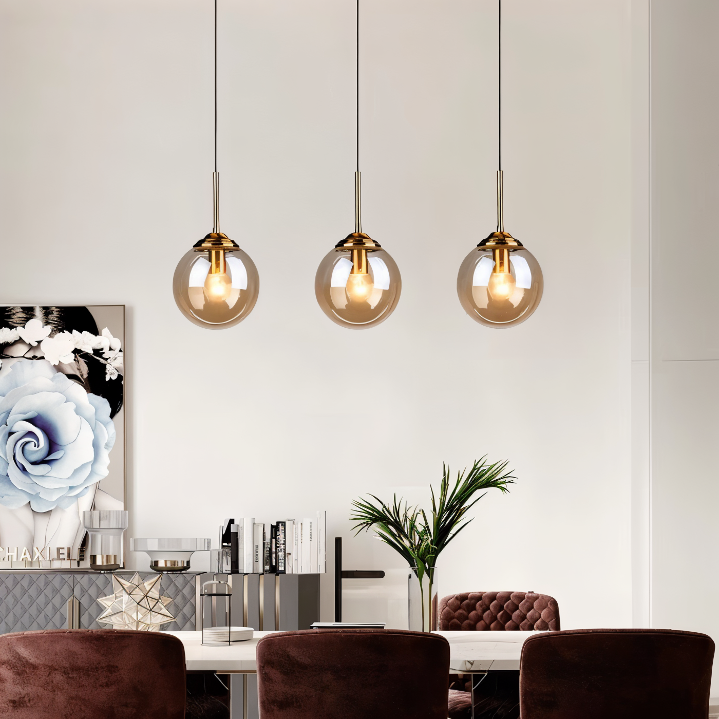 Skymora | Noordse glazen steen ophanging – E14 fitting