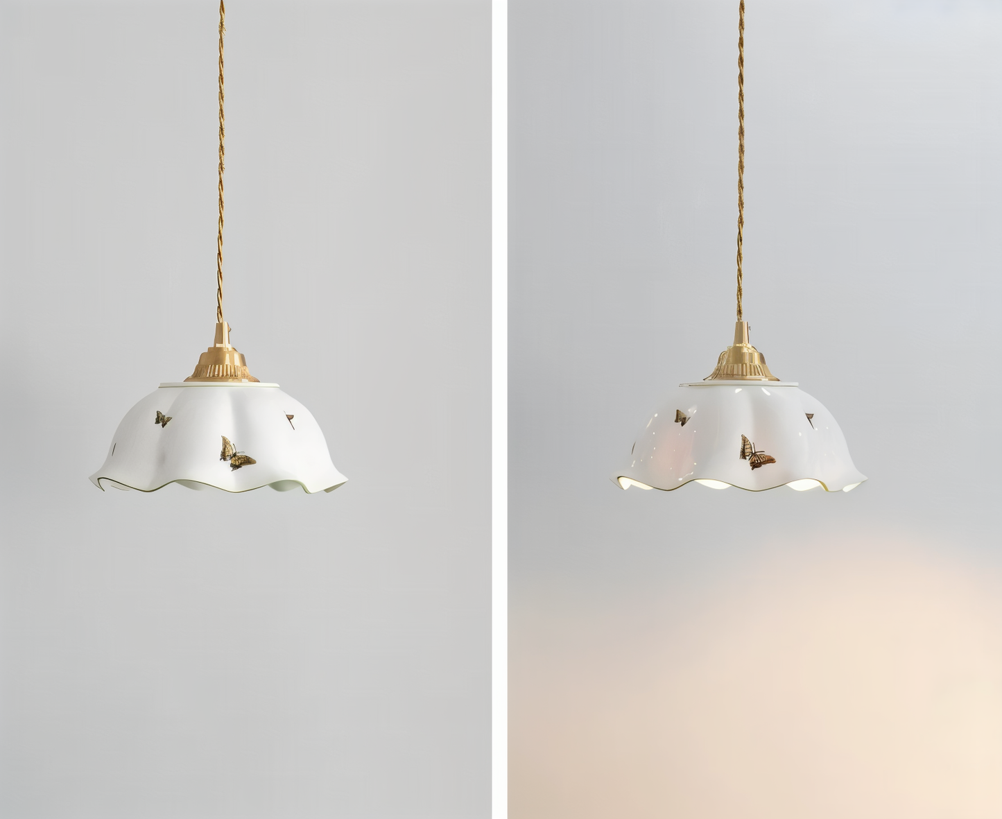 Papillona | Keramische hanglamp met gesculpteerde vlinder – Zacht LED-licht