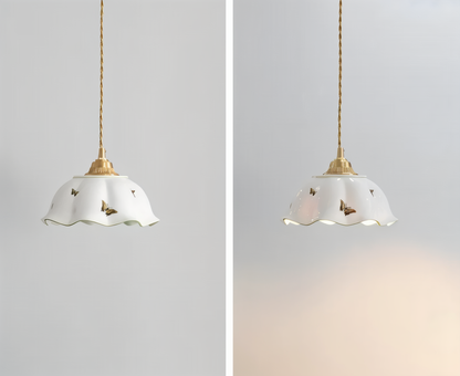 Papillona | Keramische hanglamp met gesculpteerde vlinder – Zacht LED-licht