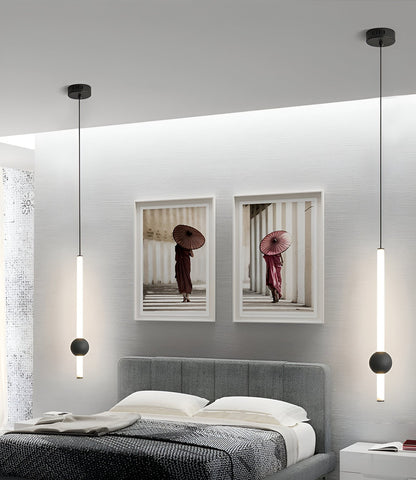LinéaGlow | Suspension LED Cylindrique Minimaliste – Noir ou Blanc Mat