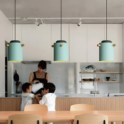 Nordylo | Suspension Cylindrique en Bois & Métal – Style Scandinave Coloré