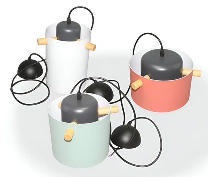 Nordylo | Suspension Cylindrique en Bois & Métal – Style Scandinave Coloré