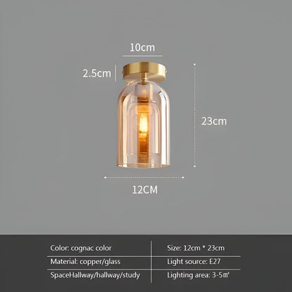 Aurévola | Semi-Inbouw Plafondlamp Rond van Zwart & Goud Glas