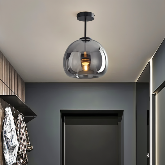 Aurévola | Semi-Inbouw Plafondlamp Rond van Zwart & Goud Glas
