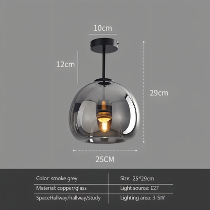 Aurévola | Semi-Inbouw Plafondlamp Rond van Zwart & Goud Glas
